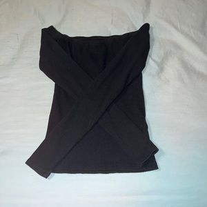 Ribbed Long Sleeve Off-shoulder Top